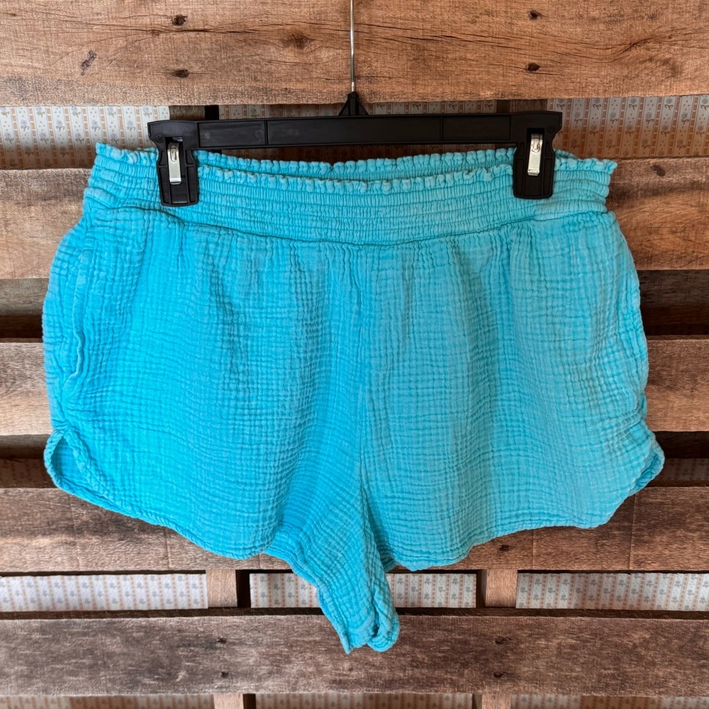 Aerie High Waist Turquoise Swimsuit Cover-Up Shorts